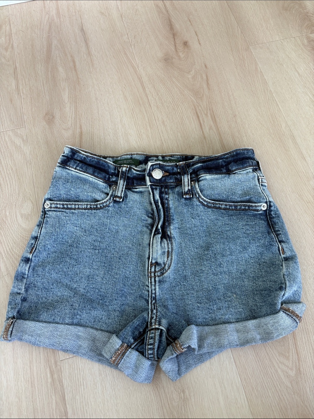 wild fable Blue High-Rise Rolled Hem Denim Shorts